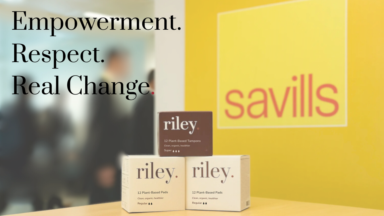Load video: Savills, one of the world’s leading real estate advisors, is empowering its employees by partnering with Riley to provide free, sustainable period care products in the workplace.